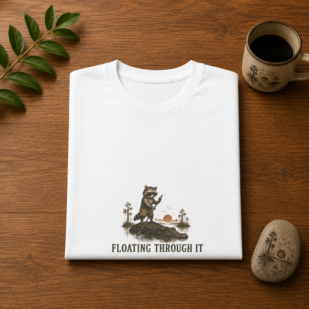 Floating Through Raccoon It T-shirt