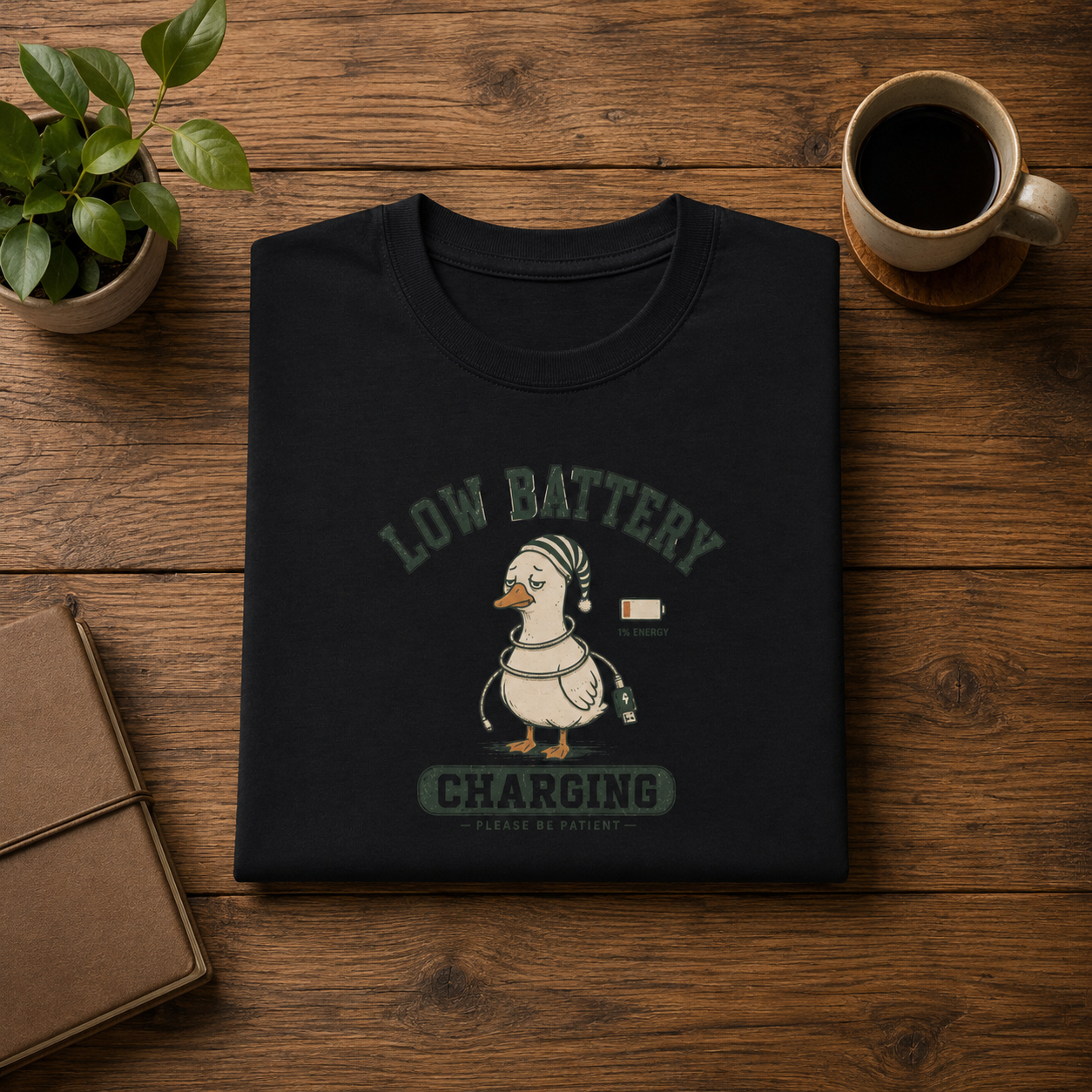 Low Battery Charging Duck T-shirt