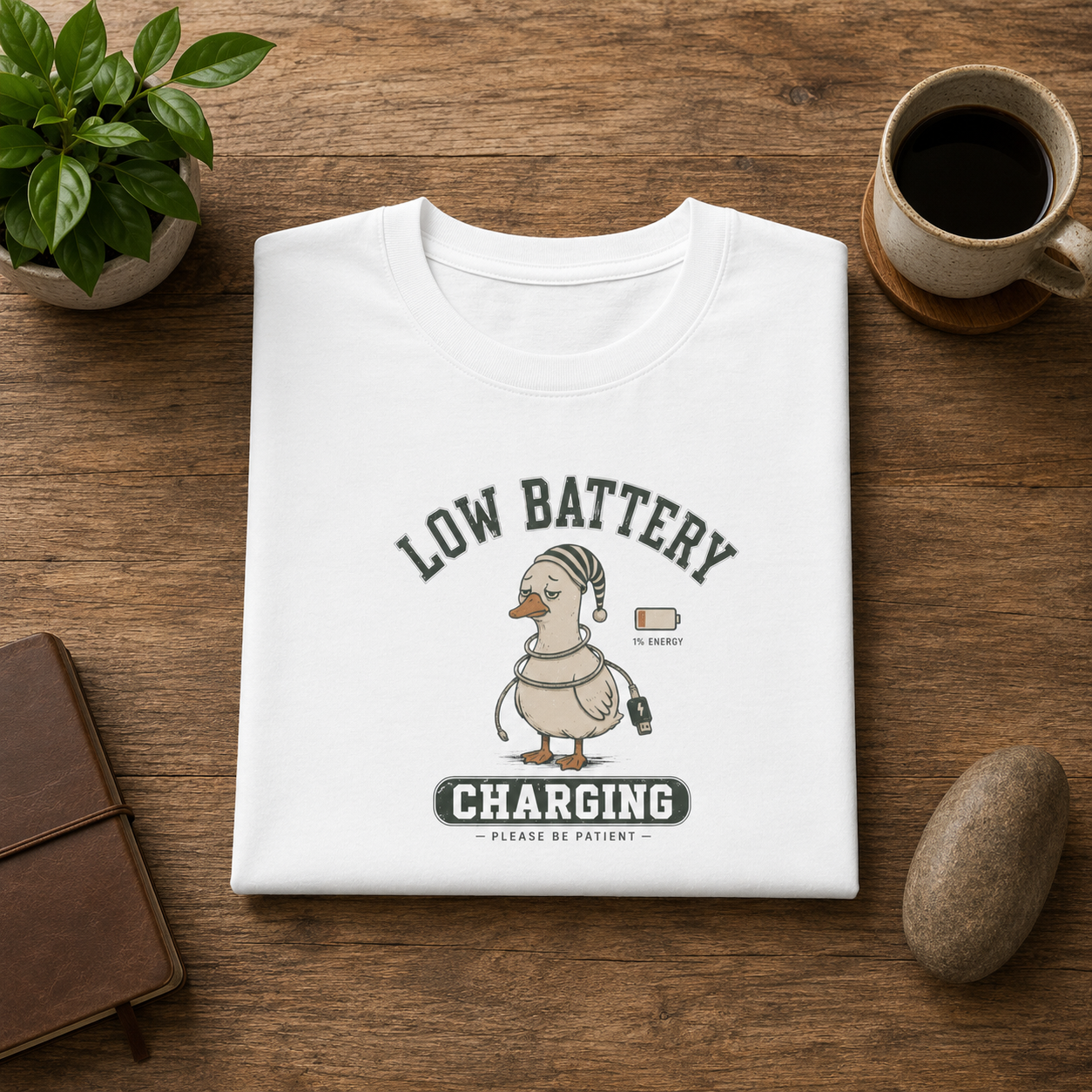Low Battery Charging Duck T-shirt