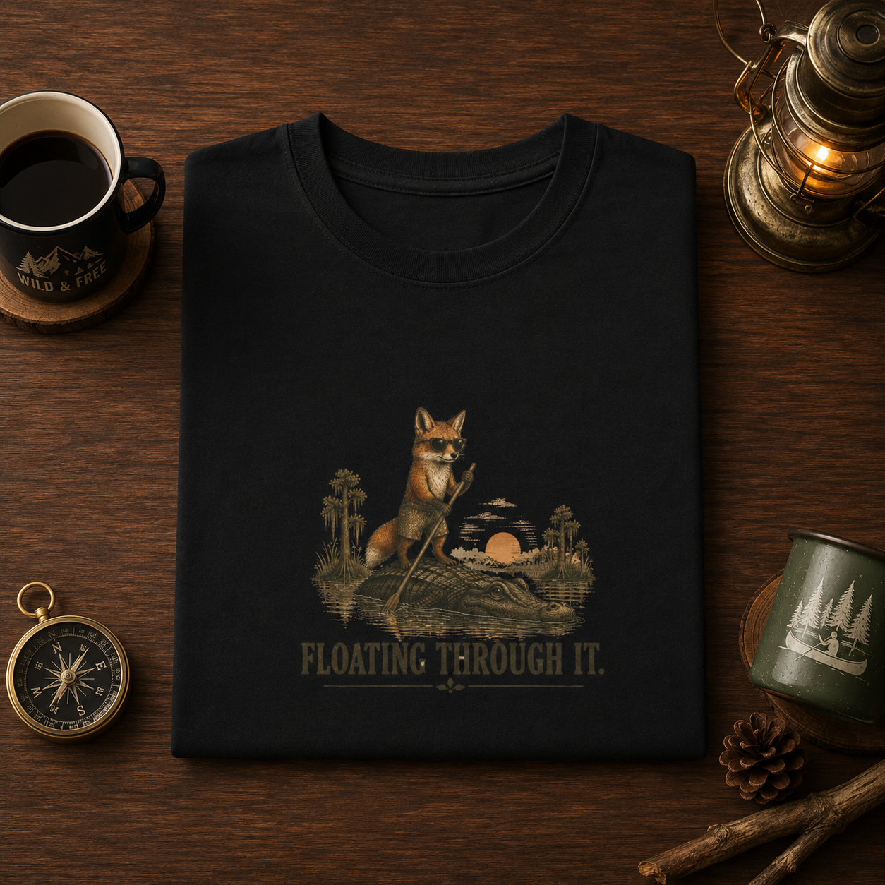 Floating Through It Fox T-shirt