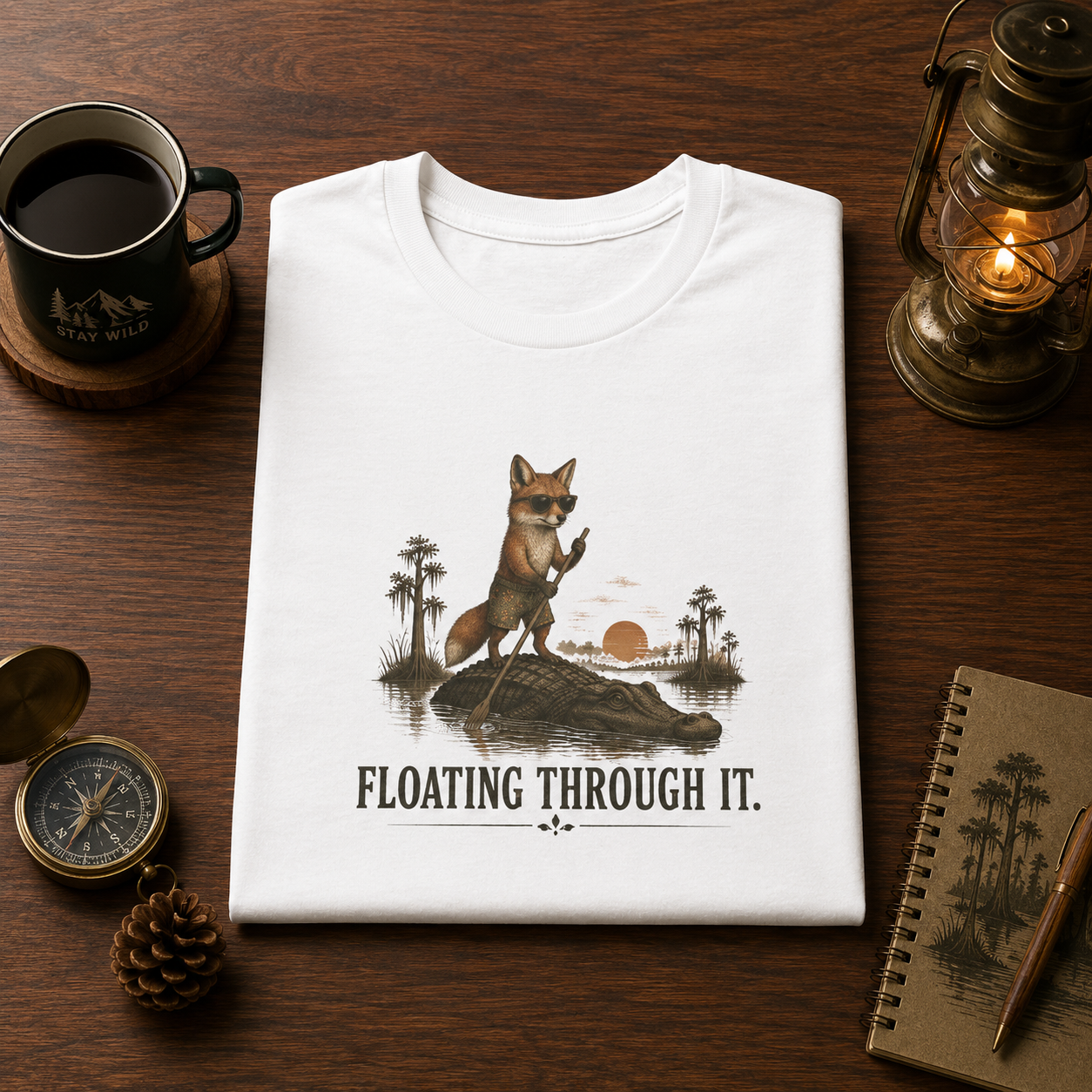 Floating Through It Fox T-shirt