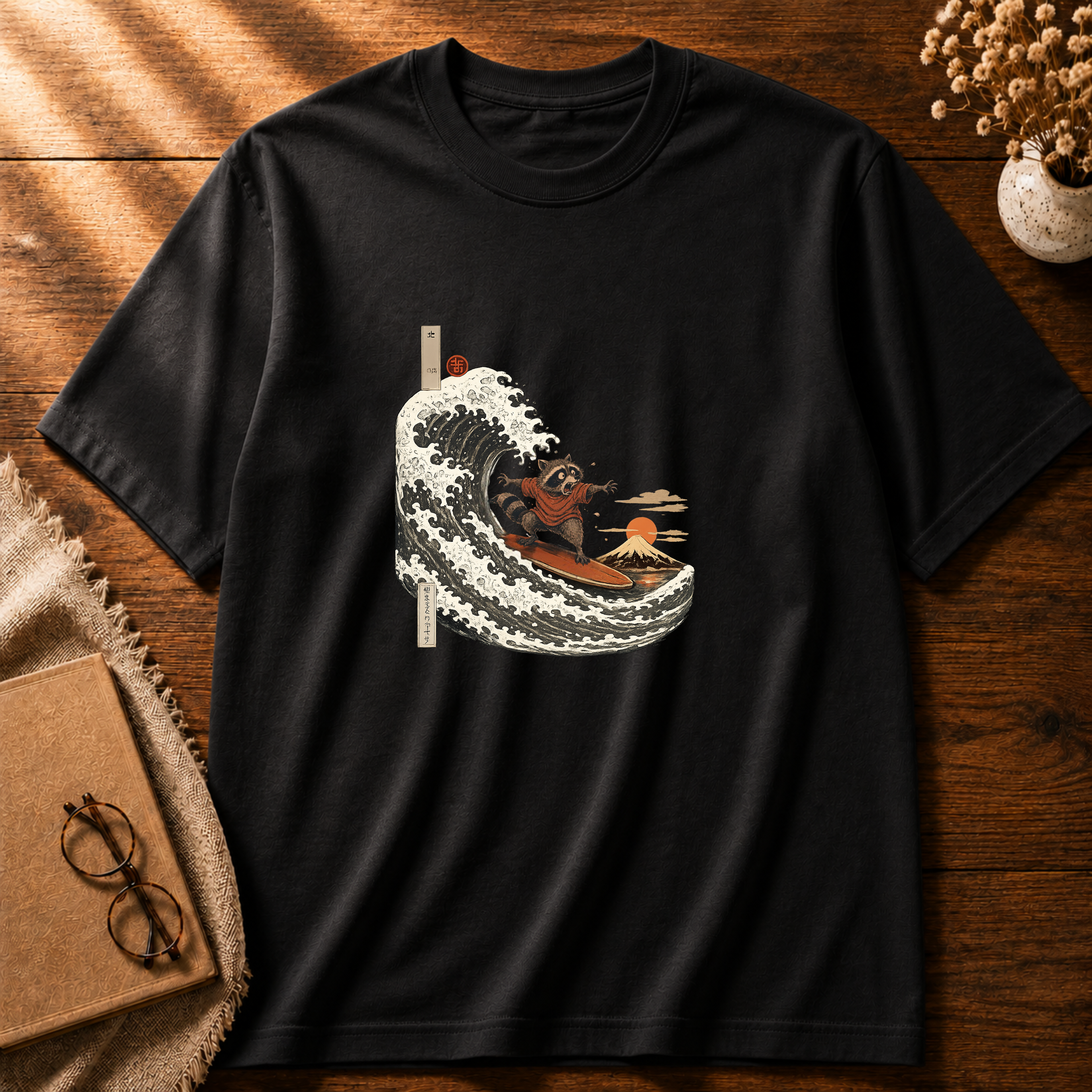 Barely Riding The Wave Raccoon T-shirt