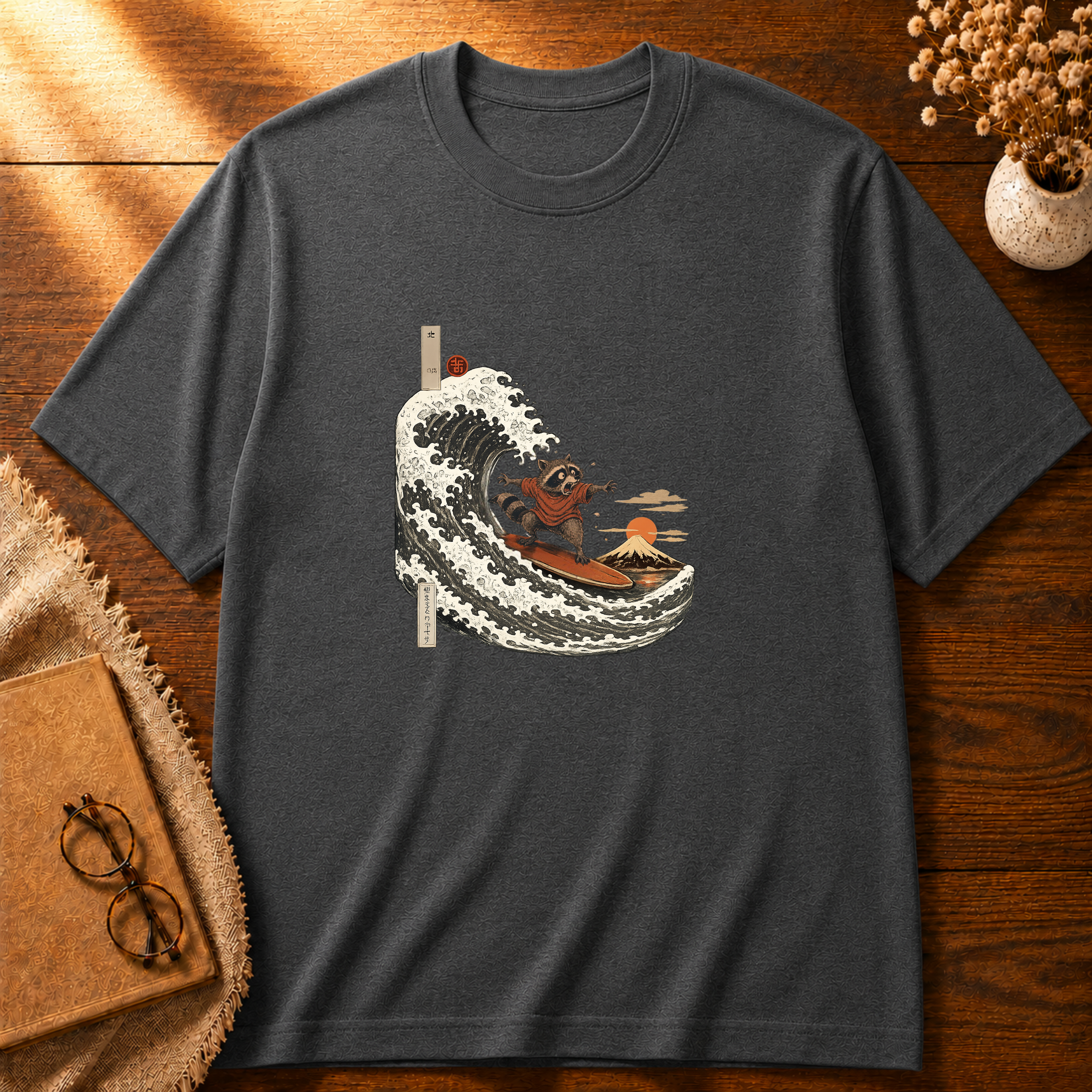 Barely Riding The Wave Raccoon T-shirt