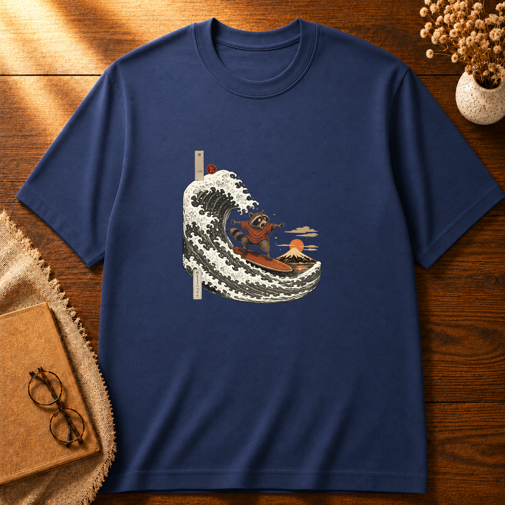 Barely Riding The Wave Raccoon T-shirt